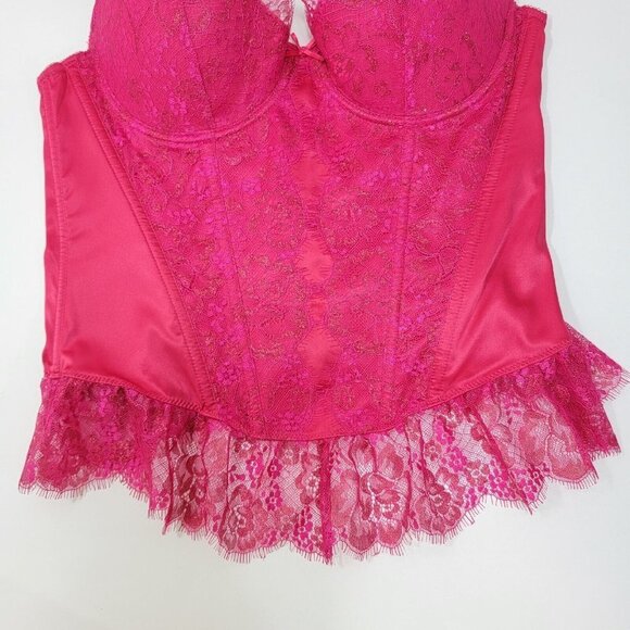 Vtg Y2K Victorias Secret Corset Womens 36C Pink Lace Coquette Whimsical Festival - Picture 5 of 13